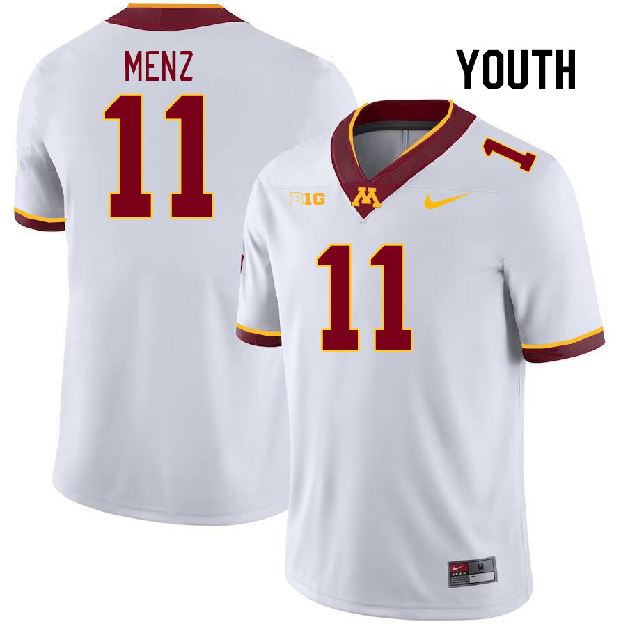 Youth #11 Karter Menz Minnesota Golden Gophers College Football Jerseys Stitched Sale-White
